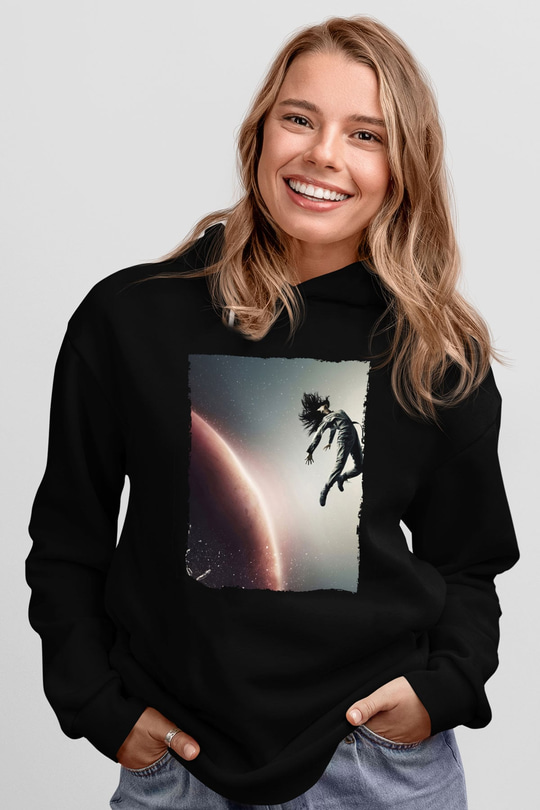 Unisex The Expanse Baskılı Siyah Kapüşonlu Sweatshirt
