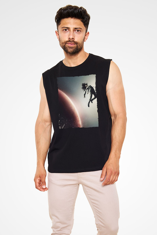 Unisex The Expanse Baskılı Siyah Kolsuz Tshirt