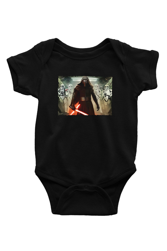 Unisex The Force Awakens Kylo Ren Baskılı Siyah Bebek Body - Zıbın