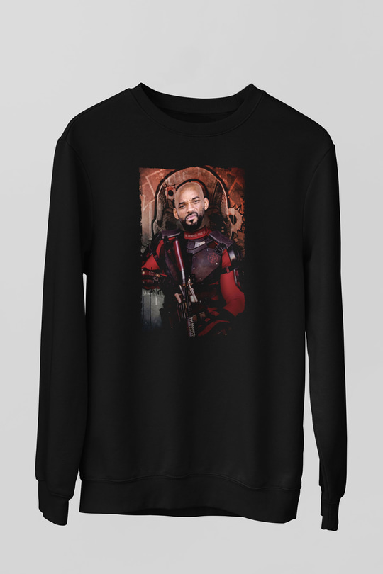 Unisex The Suicide Squad İntihar Timi (The Suicide Squad) Baskılı Siyah Sweatshirt
