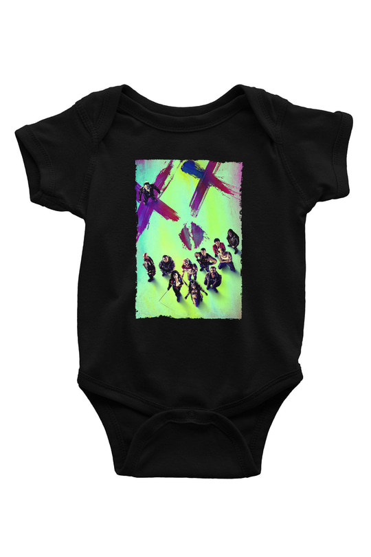 Unisex The Suicide Squad İntihar Timi (The Suicide Squad) Baskılı Siyah Bebek Body - Zıbın