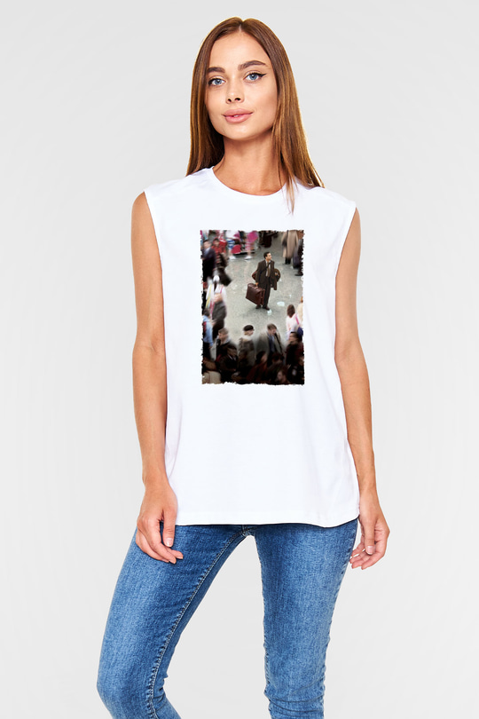 Unisex The Terminal Baskılı Beyaz Kolsuz Tshirt