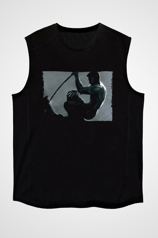 Unisex The Wolverine Baskılı Siyah Kolsuz Tshirt