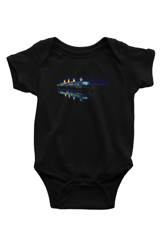 Unisex Titanic Baskılı Siyah Bebek Body - Zıbın