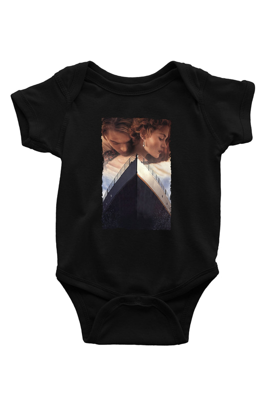 Unisex Titanic Baskılı Siyah Bebek Body - Zıbın