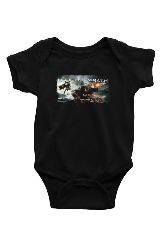 Unisex Titanların Öfkesi (Wrath of the Titans) Baskılı Siyah Bebek Body - Zıbın
