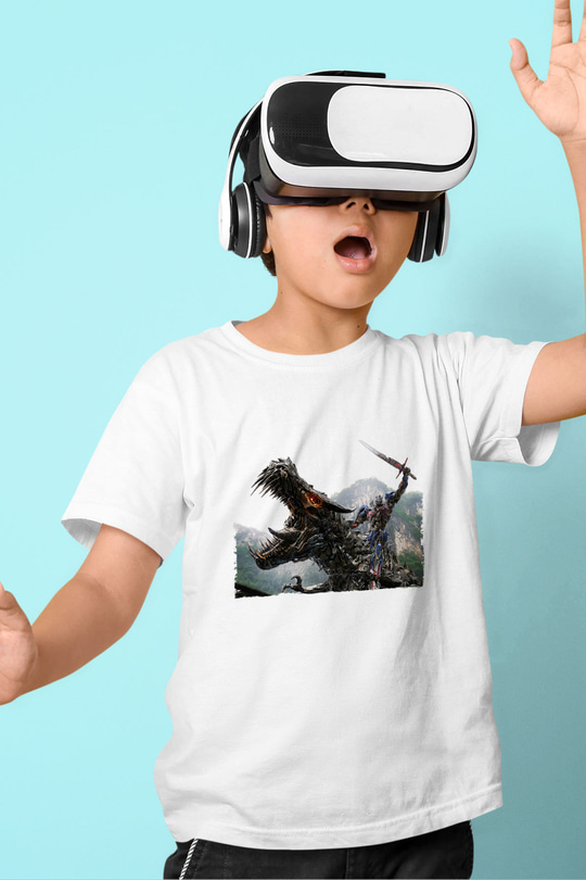 Unisex Transformers Baskılı Beyaz Çocuk Tshirt