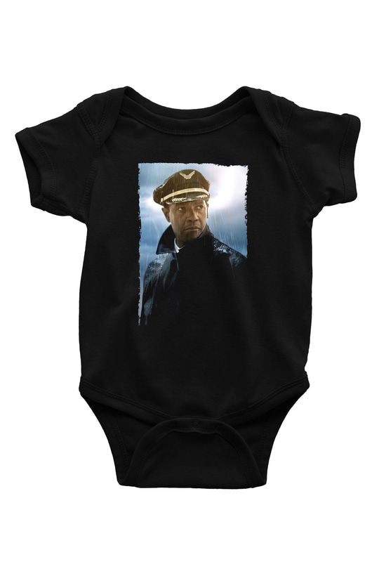 Unisex Uçuş (Flight) Baskılı Siyah Bebek Body - Zıbın