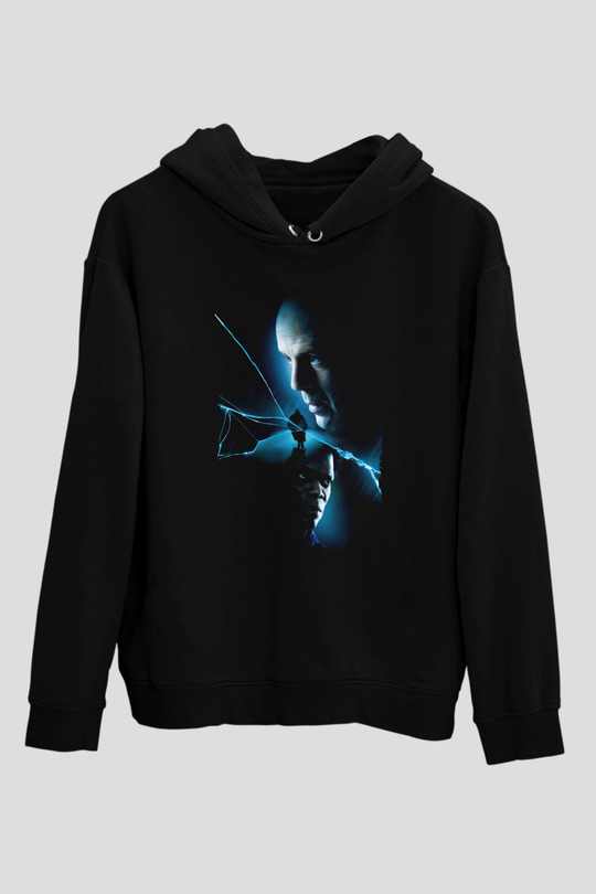 Unisex Unbreakable Baskılı Siyah Kapüşonlu Sweatshirt