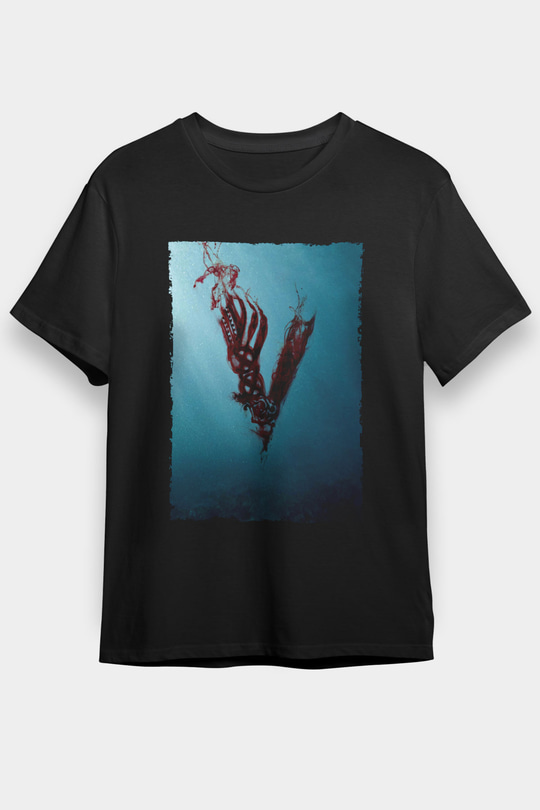 Vikings Baskılı Siyah T-Shirt