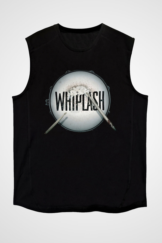 Unisex Whiplash Baskılı Siyah Kolsuz Tshirt