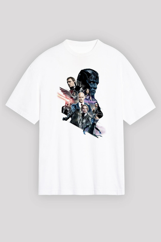 Unisex X-Men Apocalypse Baskılı Beyaz Oversize Oversize T-shirt