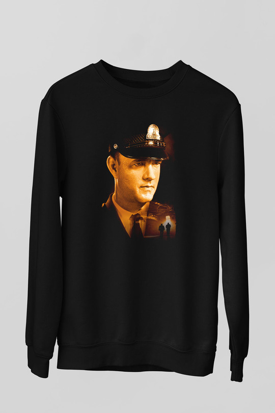 Unisex Yeşil Yol (The Green Mile) Baskılı Siyah Sweatshirt
