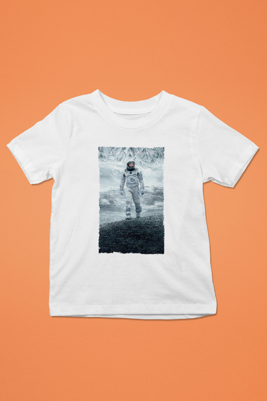 Unisex Yıldızlararası (Interstellar) Baskılı Beyaz Çocuk Tişört