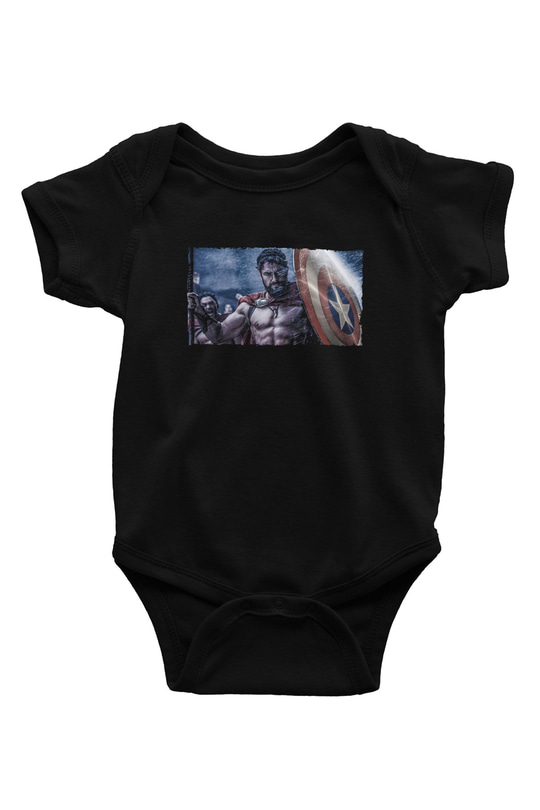 Unisex Yüzbaşı Artemis (Captain) Baskılı Siyah Bebek Body - Zıbın