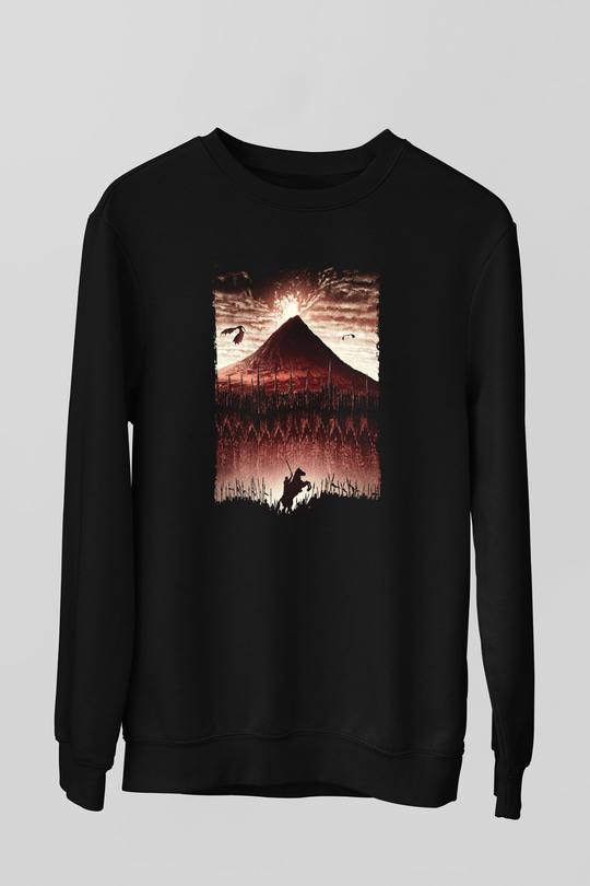 Unisex Yüzüklerin Efendisi Kralın Dönüşü (The Lord of the Rings The Return of the King) Baskılı Siyah Unisex Sweatshirt