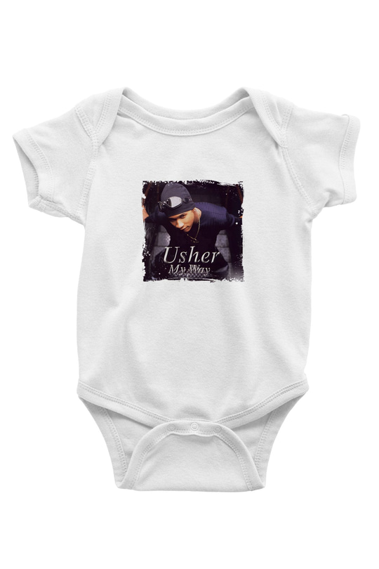 Usher  Baskılı Unisex Beyaz Bebek Body - Zıbın
