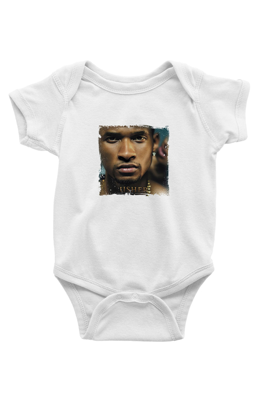Usher  Baskılı Unisex Beyaz Bebek Body - Zıbın