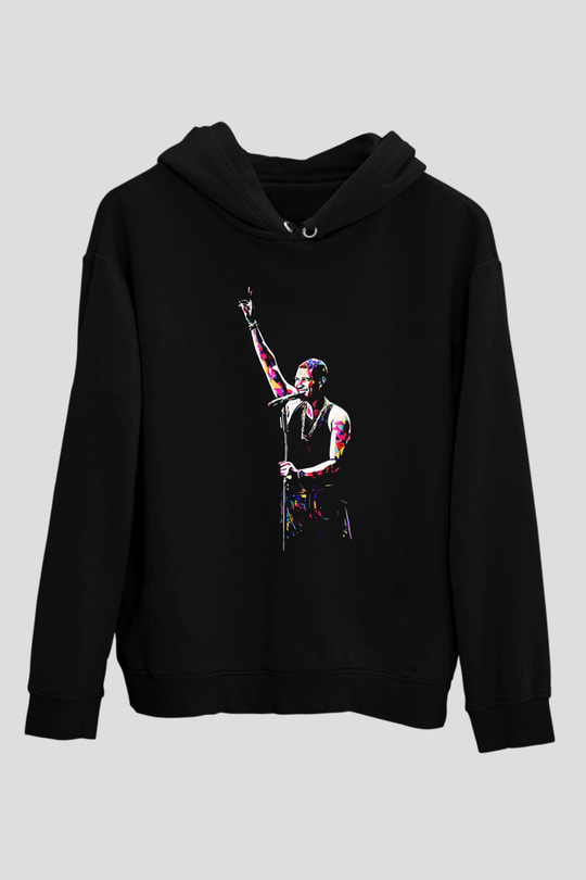 Usher Siyah Unisex Kapüşonlu Sweatshirt