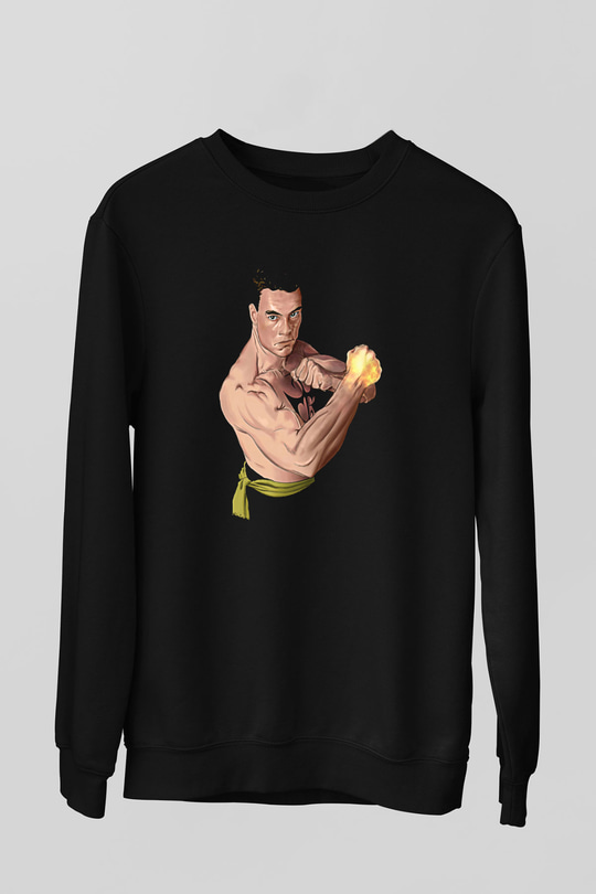 Van Damme James Baskılı Unisex Siyah Sweatshirt