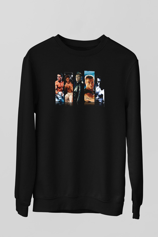 Van Damme James Baskılı Unisex Siyah Sweatshirt