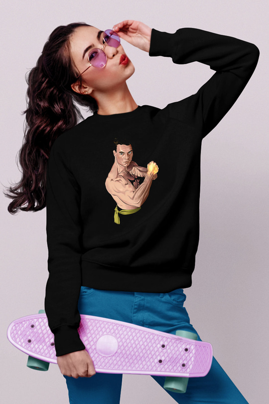 Van Damme James Baskılı Unisex Siyah Sweatshirt