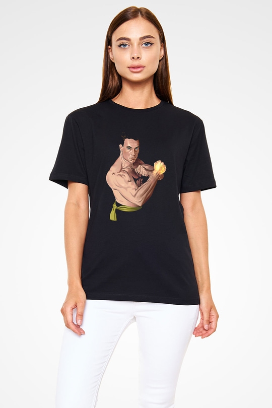 Van Damme James Baskılı Unisex Siyah Tişört - Tshirt