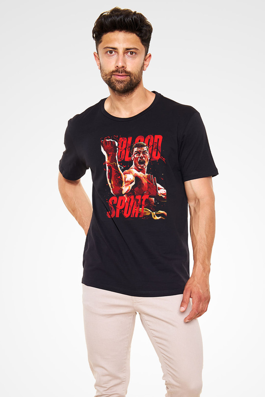 Van Damme James Baskılı Unisex Siyah Tişört - Tshirt