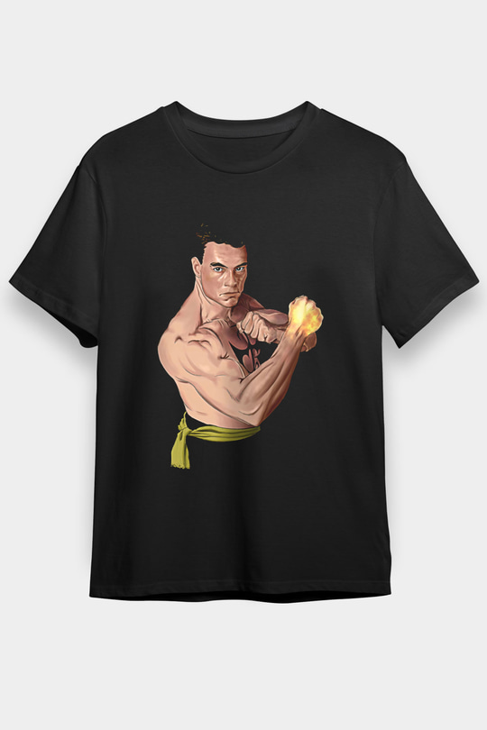 Van Damme James Baskılı Unisex Siyah Tişört - Tshirt
