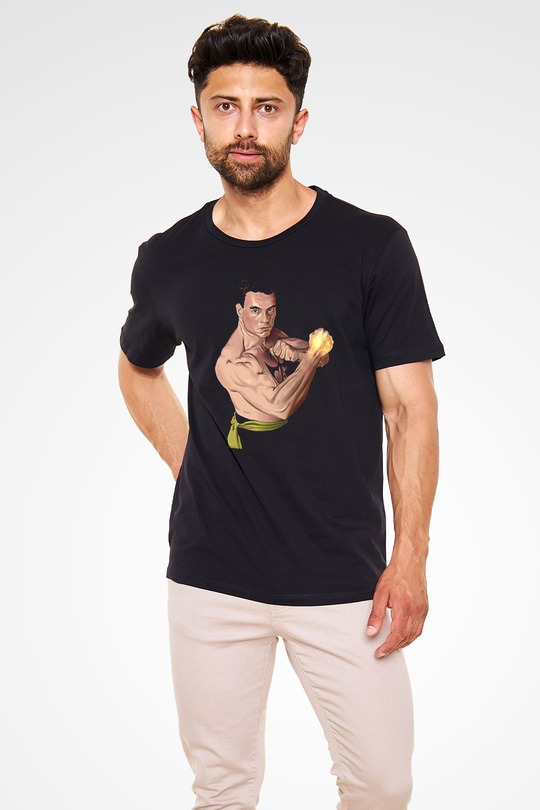Van Damme James Baskılı Unisex Siyah Tişört - Tshirt