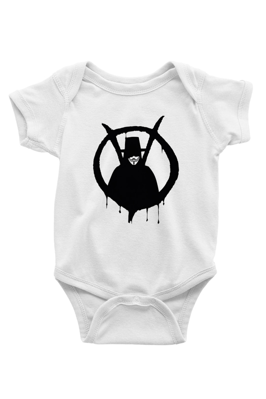 Vendetta Baskılı Beyaz Unisex Bebek Body - Zıbın