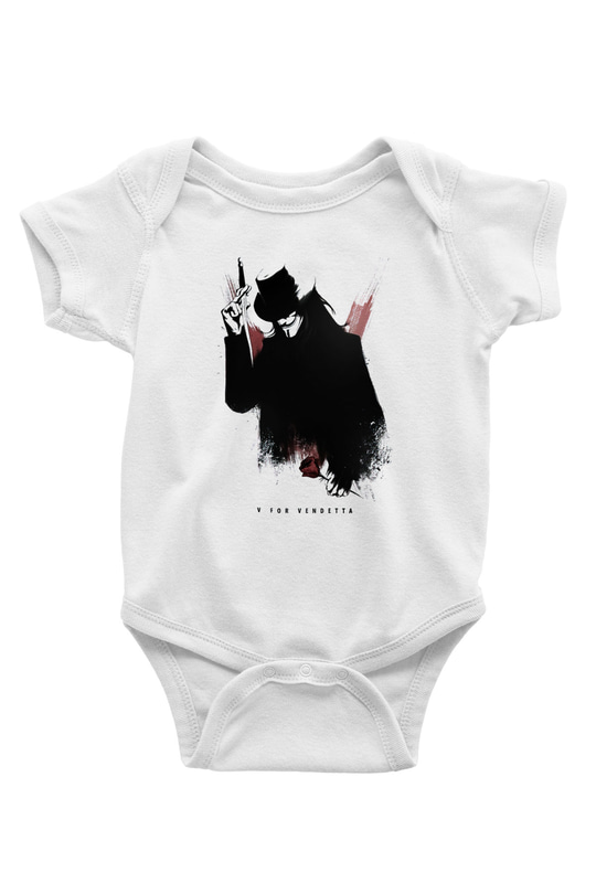 Vendetta Baskılı Beyaz Unisex Bebek Body - Zıbın