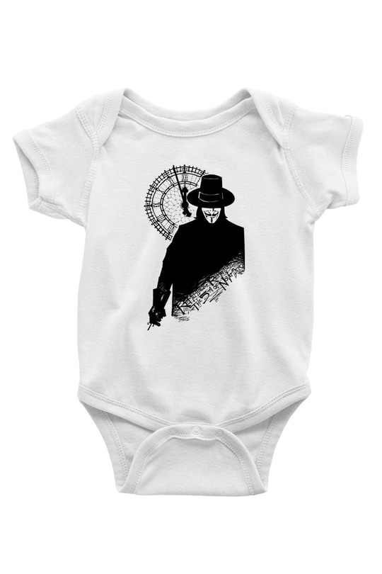 Vendetta Baskılı Beyaz Unisex Bebek Body - Zıbın