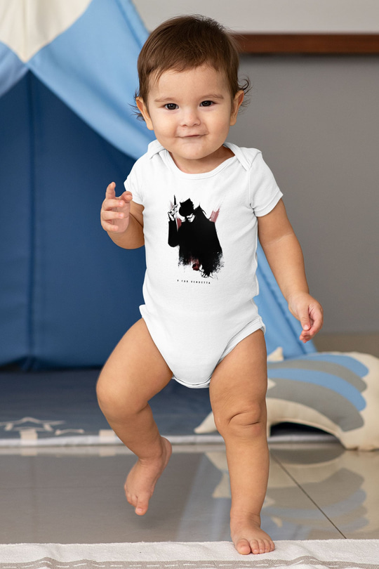 Vendetta Baskılı Beyaz Unisex Bebek Body - Zıbın
