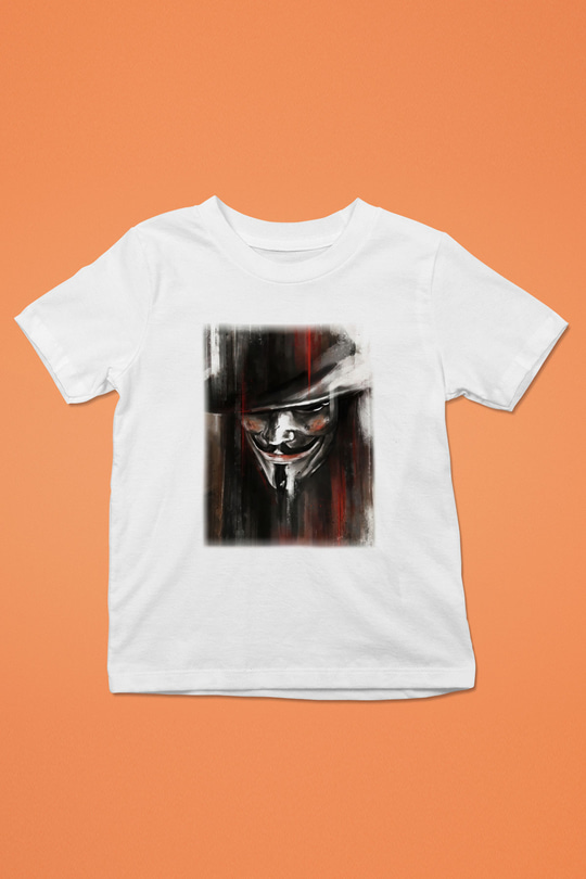 Vendetta Baskılı Beyaz Unisex Çocuk Tişört