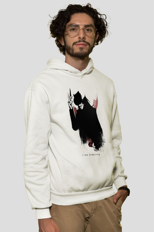 Vendetta Beyaz Unisex Hoodie