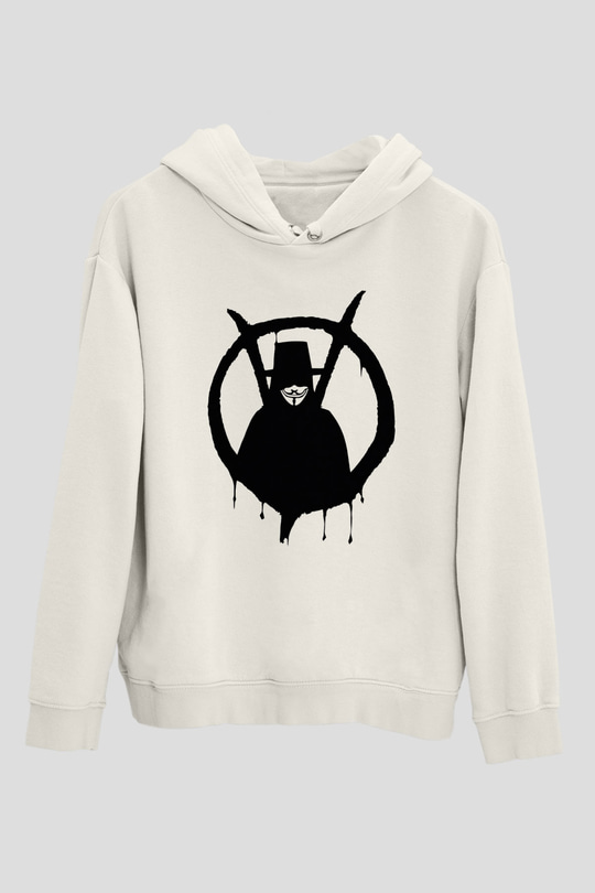Vendetta Beyaz Unisex Hoodie