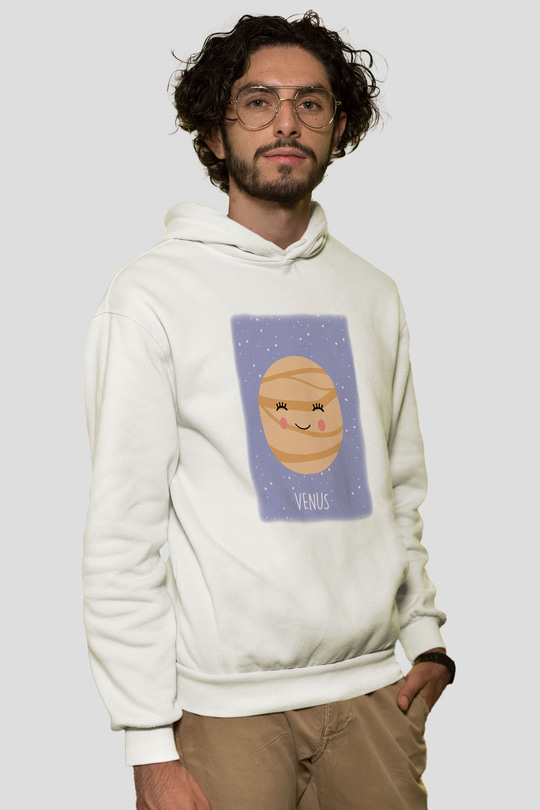 Venüs Beyaz Unisex Kapşonlu Sweatshirt