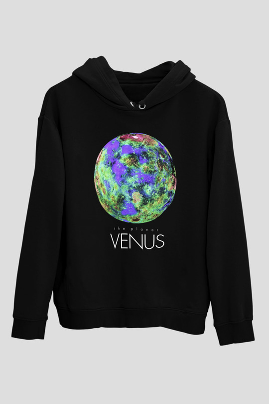Venüs Siyah Unisex Hoodie