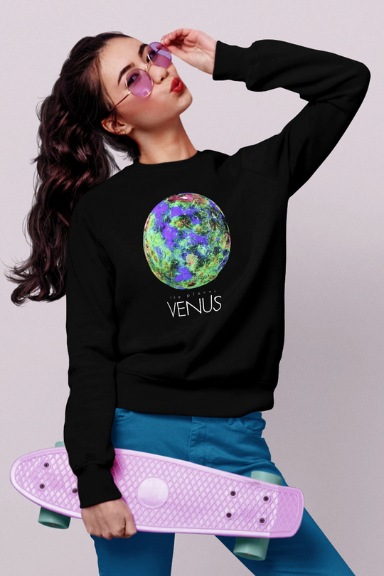 Venüs Siyah Unisex Sweatshirt