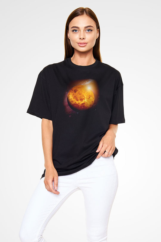 Venüs Siyah Oversize Tişört Oversize T-shirt - TişörtFabrikası