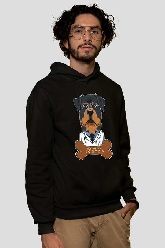 Veteriner Siyah Unisex Kapüşonlu Sweatshirt