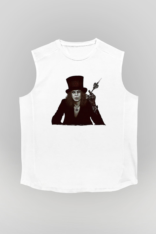 Ville Valo Baskılı Beyaz Unisex Kolsuz Tişört - Tshirt