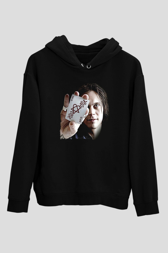 Ville Valo Baskılı Unisex Siyah Kapüşonlu Sweatshirt