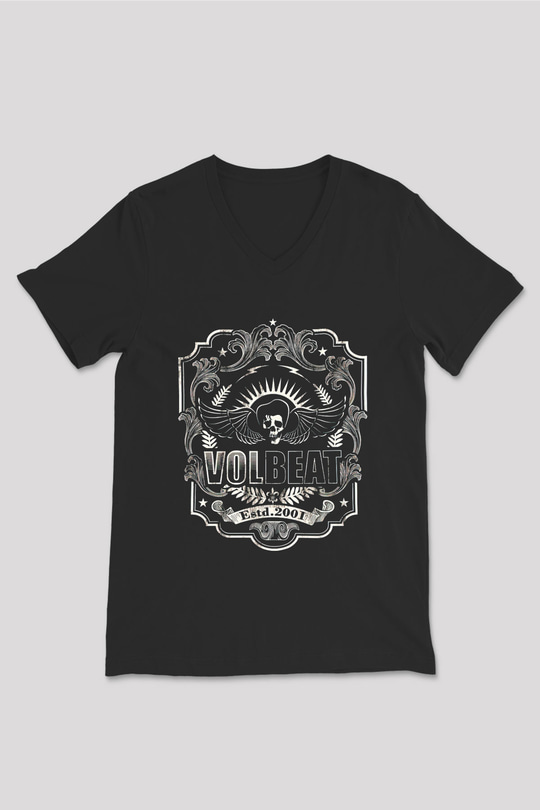 Volbeat Siyah Unisex V Yaka Tişört T-Shirt