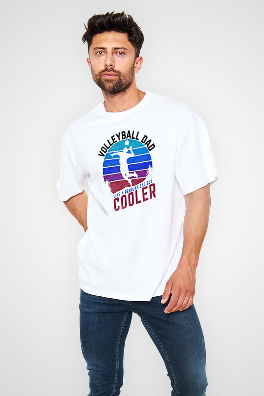 Voleybol Baskılı Unisex Beyaz Oversize Tişört - Tshirt