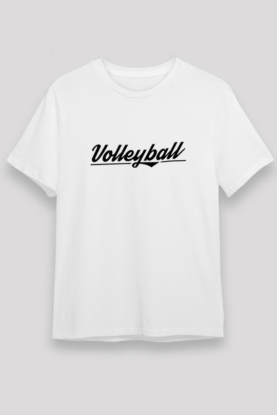 Voleybol Baskılı Unisex Beyaz Tişört - Tshirt