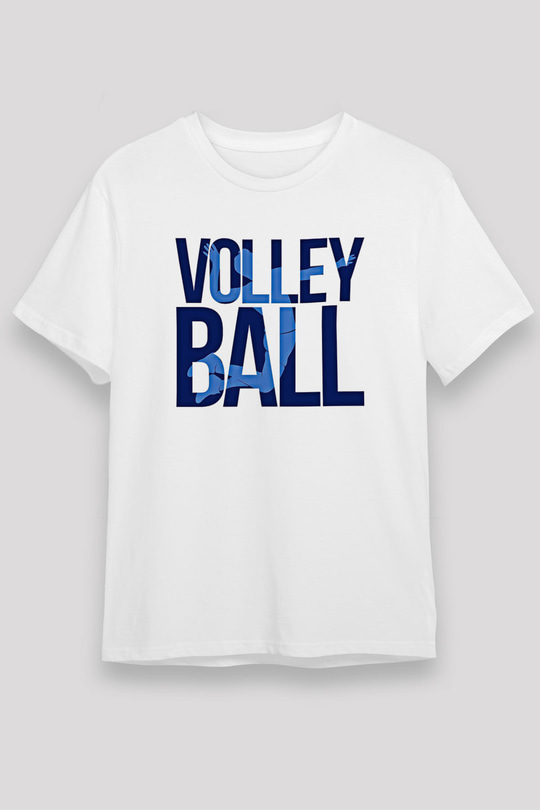 Voleybol Baskılı Unisex Beyaz Tişört - Tshirt