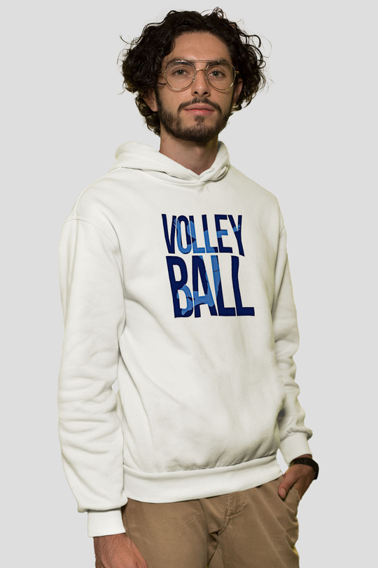 Voleybol Baskılı Unisex Ekru Hoodie