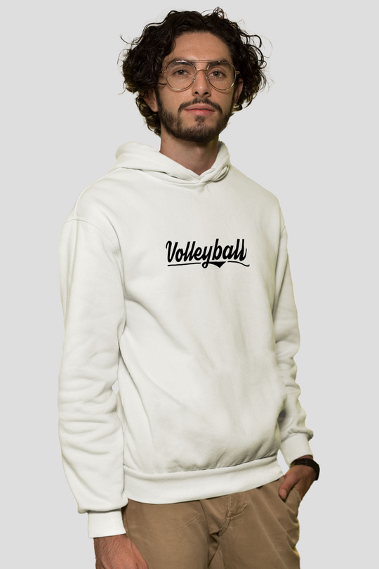 Voleybol Baskılı Unisex Ekru Hoodie